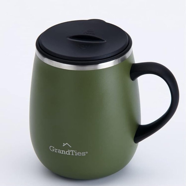 Grandties Insulated Coffee Mug With Handle Sliding Lid For Splash